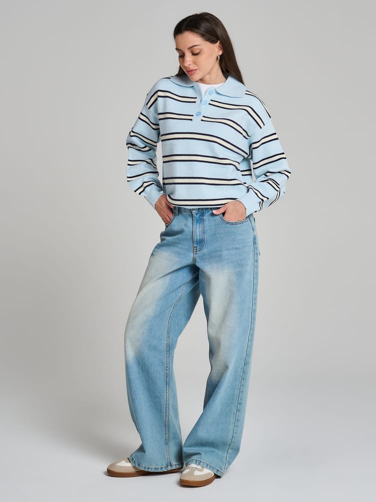 Свитер-поло в полоску