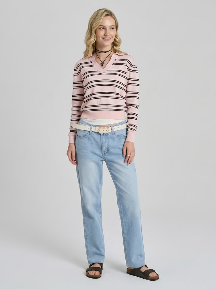 Джинсы прямые с необработанными краями