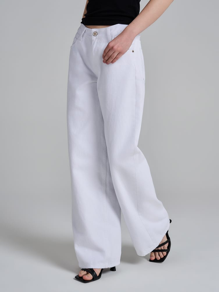 Джинсы широкие с вареным эффектом