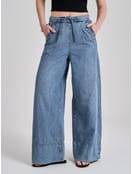 Джинсы широкие летние на резинке