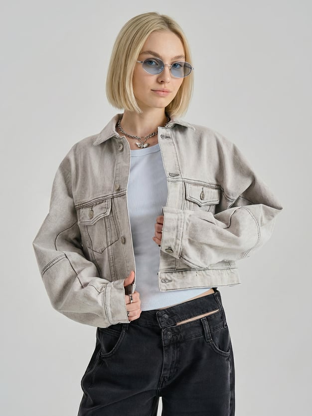 Куртка джинсовая оверсайз укороченная