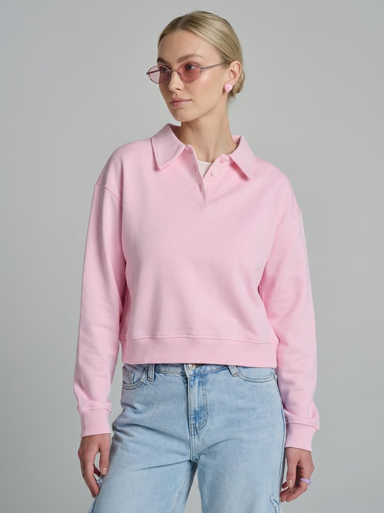 Свитшот без начеса с воротничном