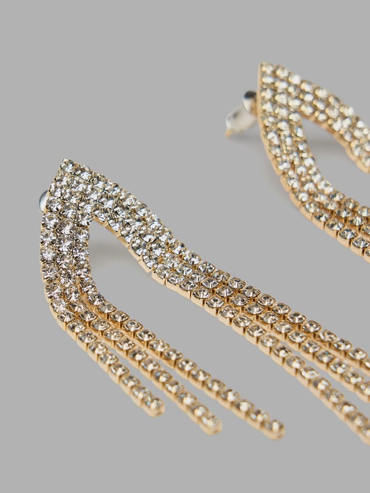 Серьги длинные со стразами