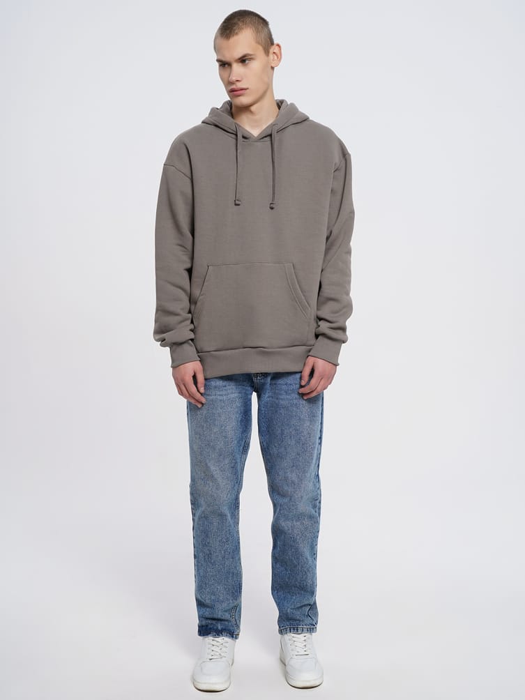 Утепленное однотонное худи