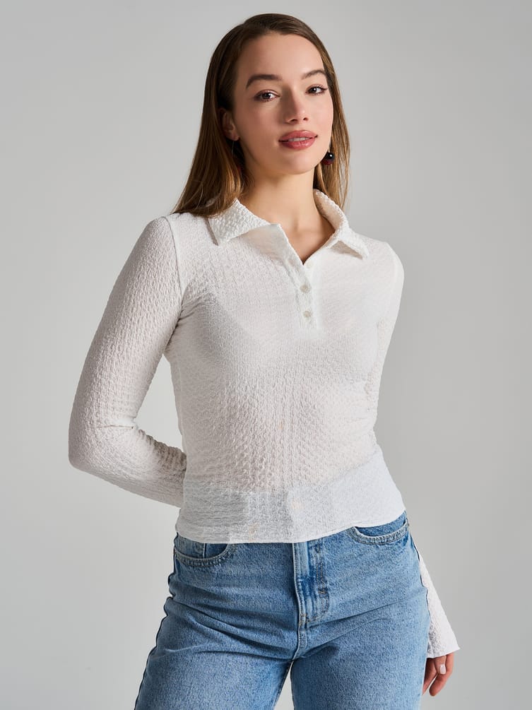 Поло с длинным рукавом их жатого материала