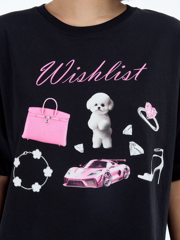 Футболка оверсайз с принтом Wishlist