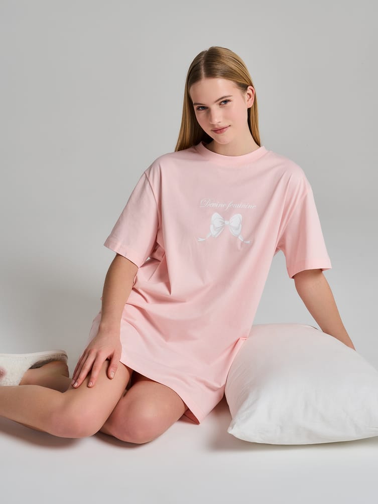 Хлопковая ночная сорочка с принтом