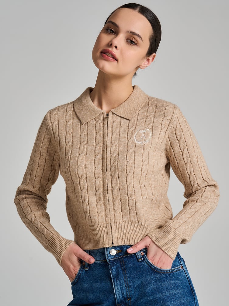 Кардиган на молнии с вышивкой