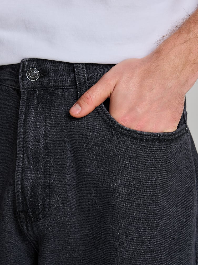 Джинсы багги широкие с вареный эффектом