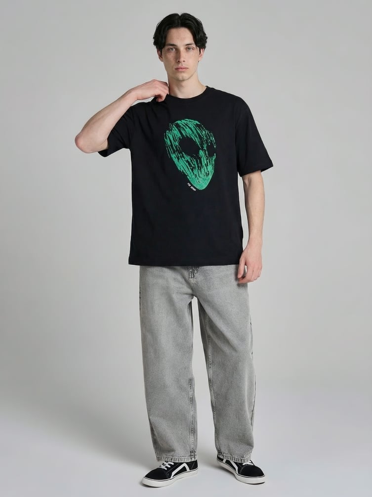 Футболка из хлопка с принтом инопланетянина