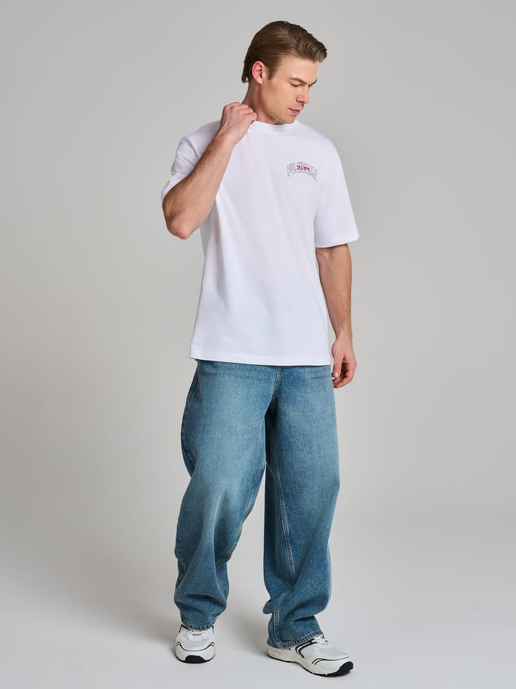 Футболка из хлопка с принтом на спине