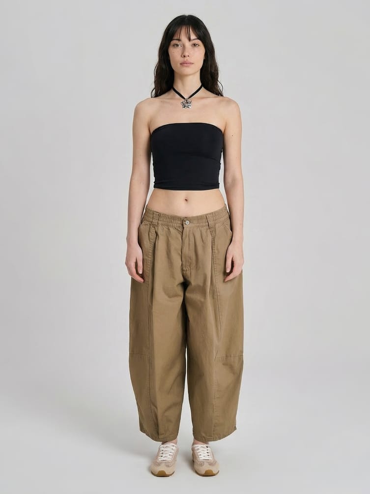 Брюки-бананы с защипами