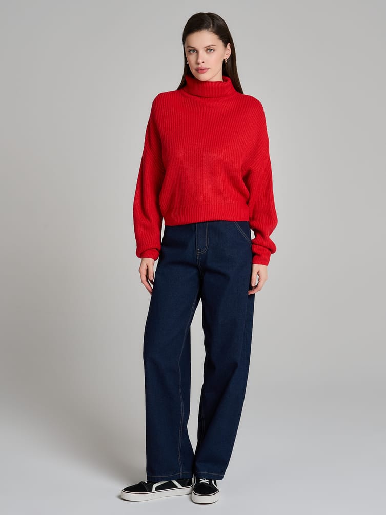 Свитер вязаный с высоким горлом