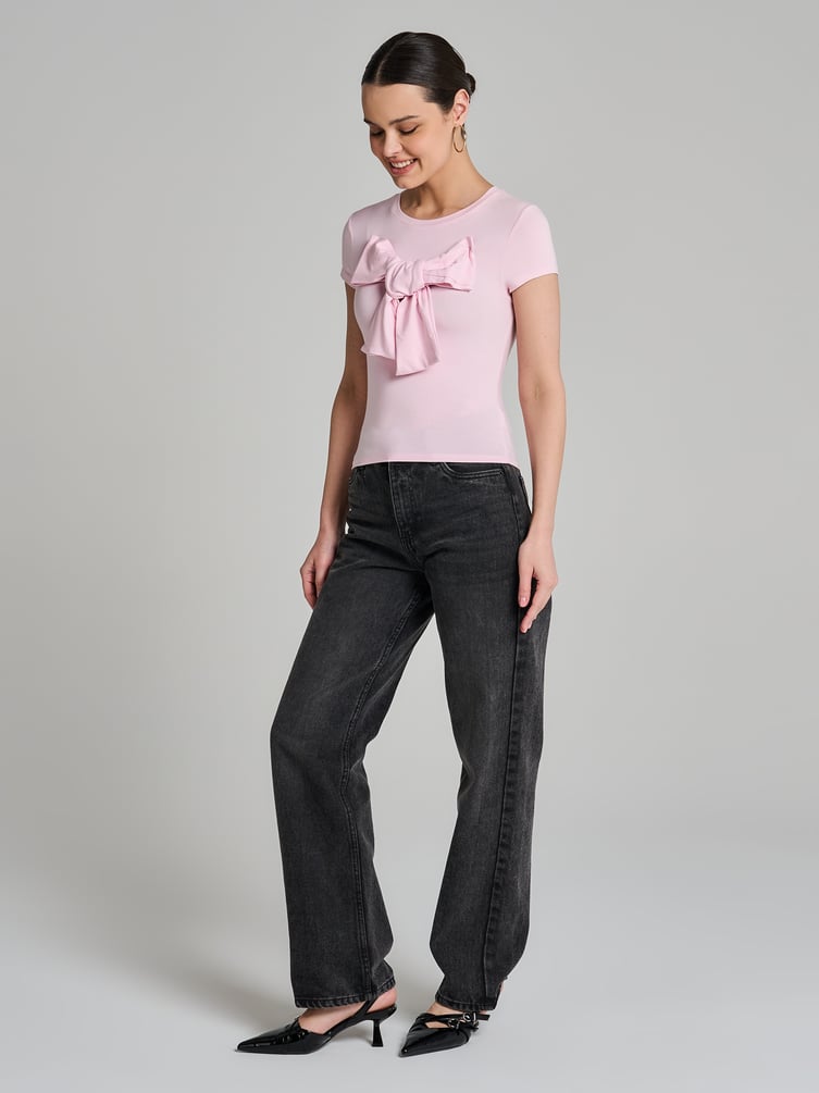 Футболка облегающая с бантом