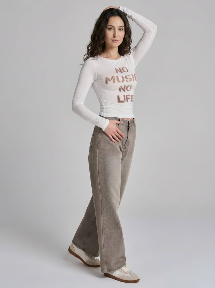 Лонгслив облегающий с надписью