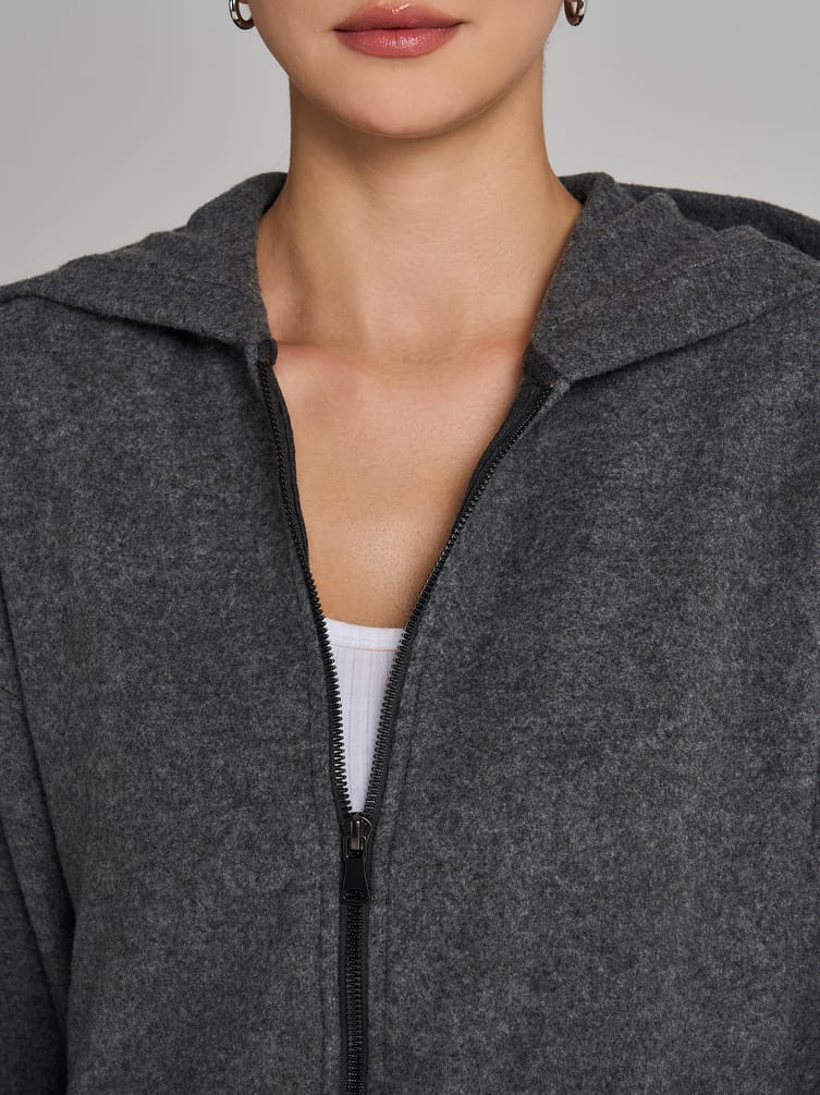 Трикотажное зип худи с начесом