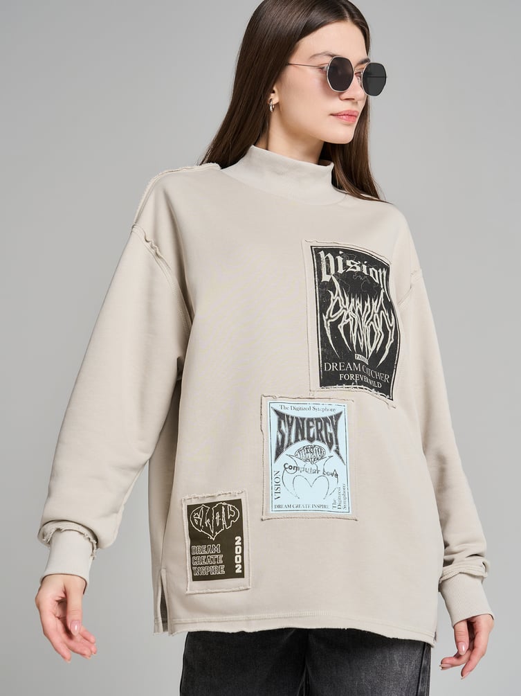 Свитшот в стиле гранж с необработанными краями