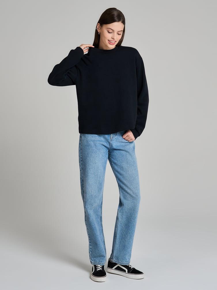 Трикотажный свитшот в рубчик