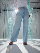 Джинсы багги широкие с вареным эффектом