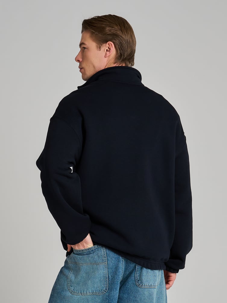Half zip толстовка с надписью и начёсом