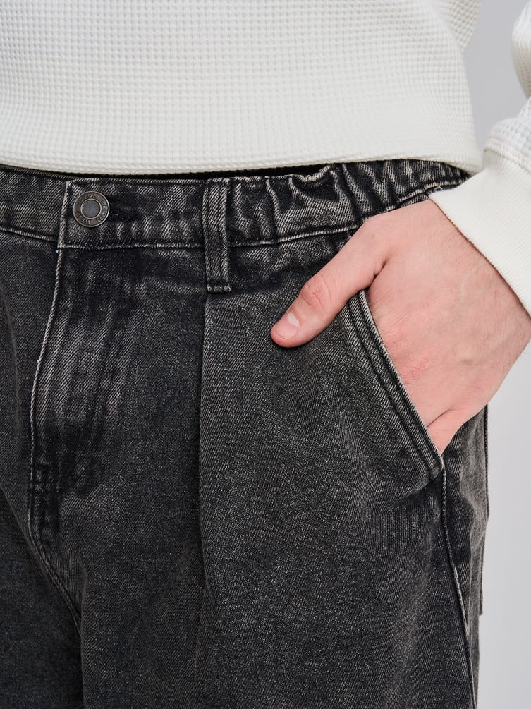 Джинсы широкие на резинке