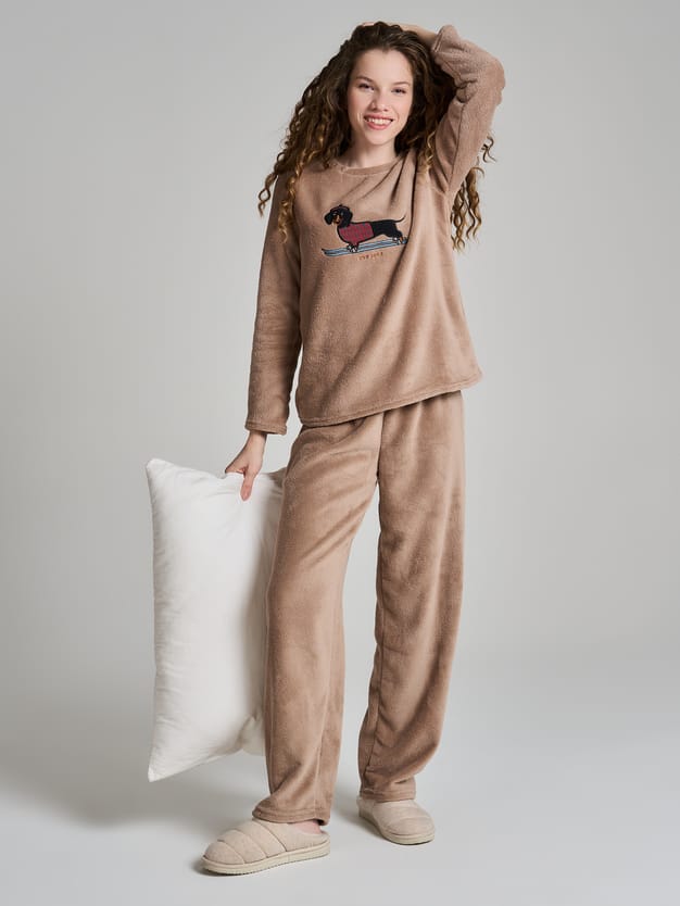 Пижама теплая с вышивкой таксы