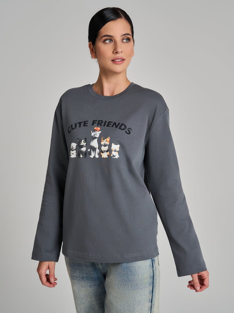 Лонгслив оверсайз с принтом