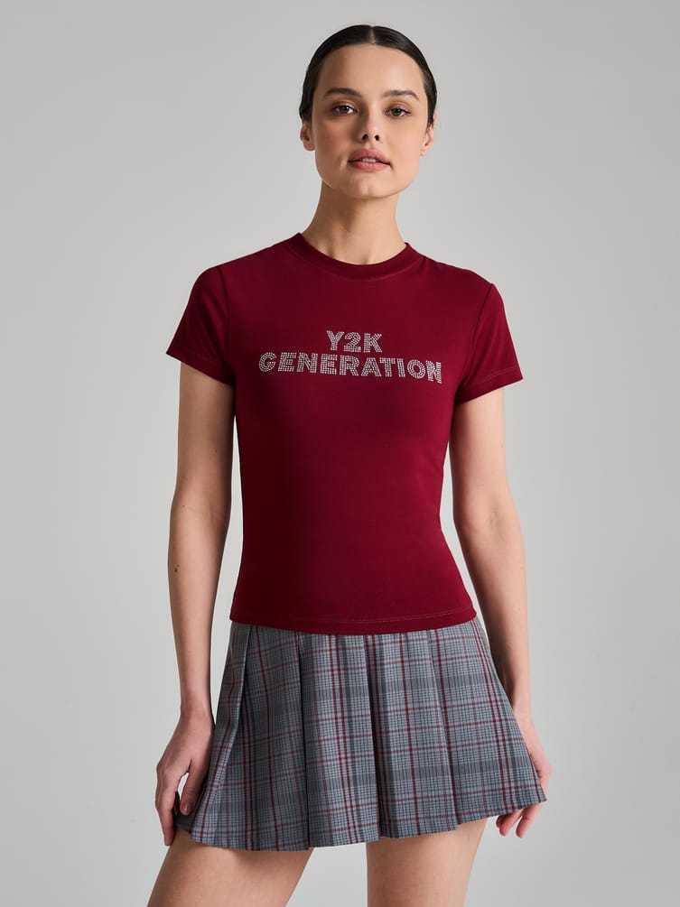 Футболка из хлопка с надписью из страз