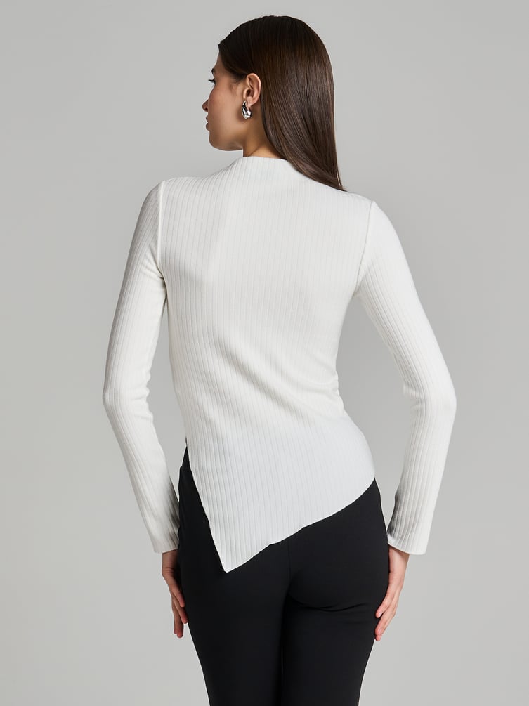 Лонгслив асимметричный в рубчик