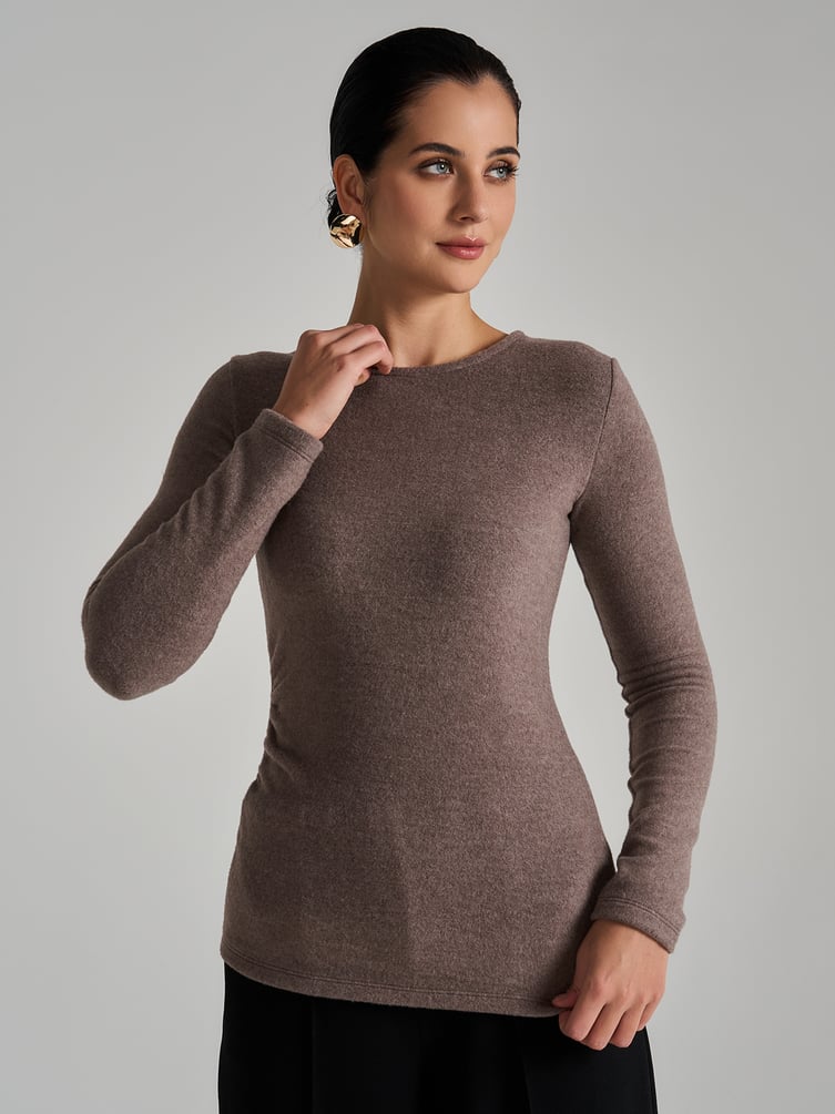 Лонгслив асимметричный с драпировкой