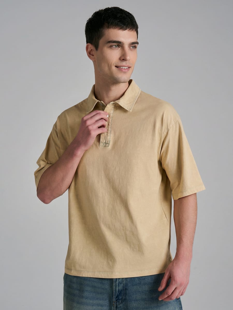 Футболка-поло оверсайз с вареным эффектом