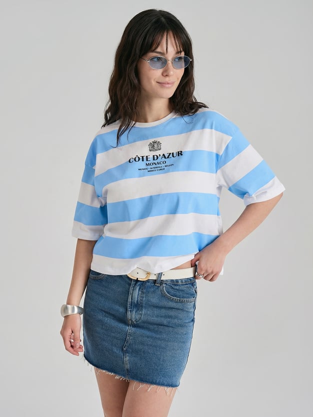 Полосатая футболка с надписью