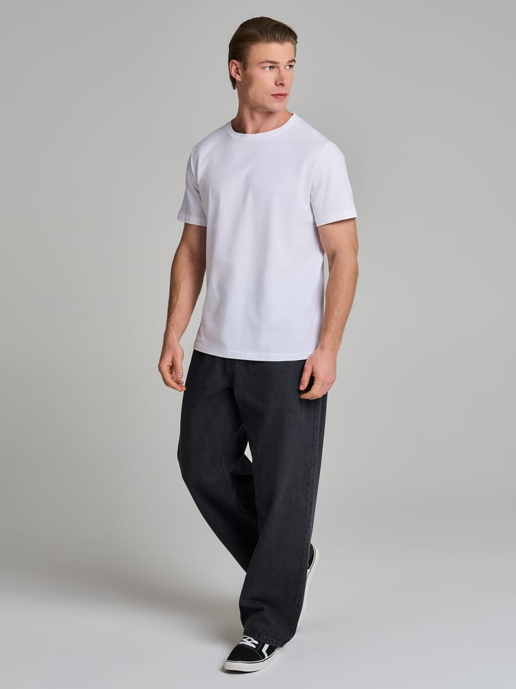 Джинсы багги широкие с вареный эффектом