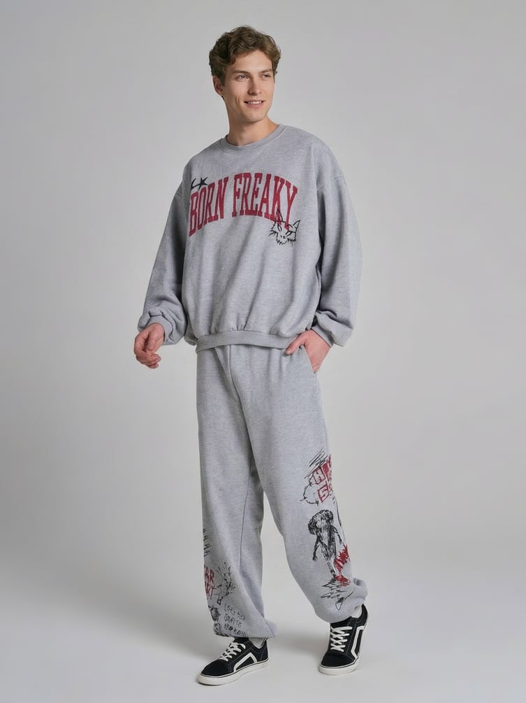 Брюки джоггеры оверсайз с принтом