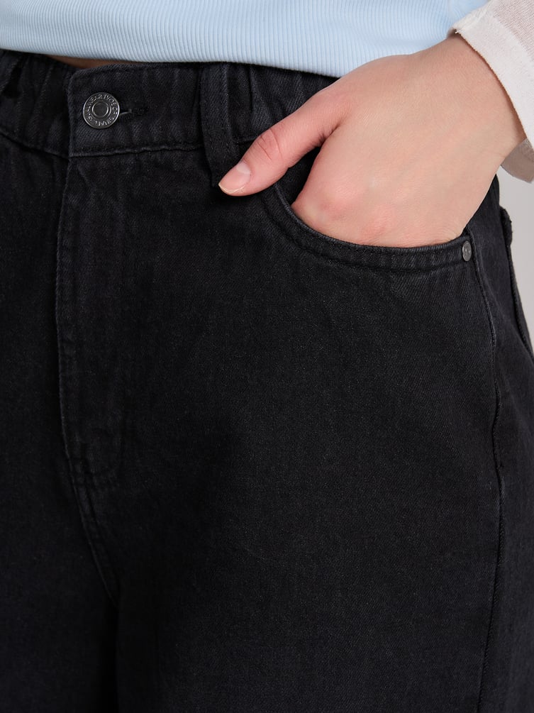 Джинсы широкие на резинке