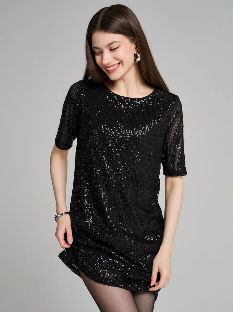 Вечернее блестящее платье с пайетками