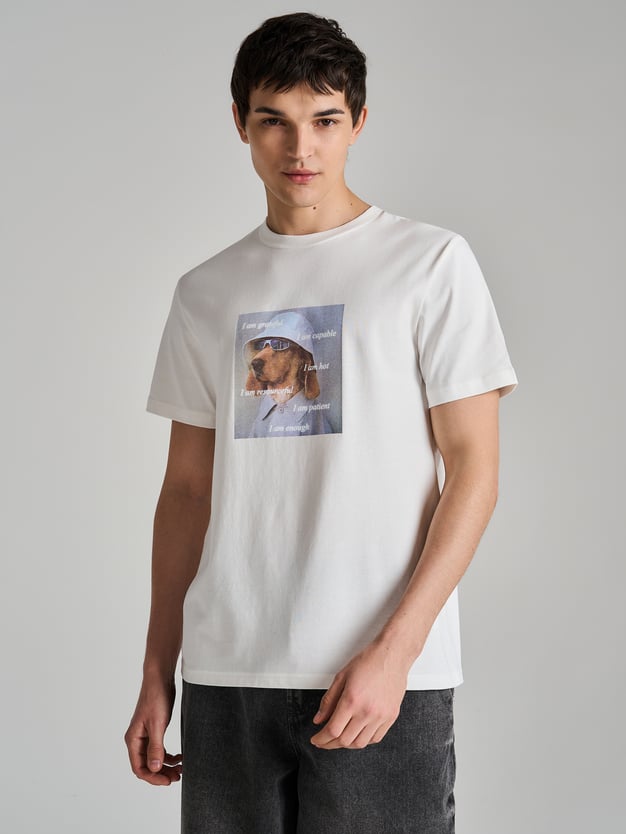 Футболка из хлопка с принтом собаки