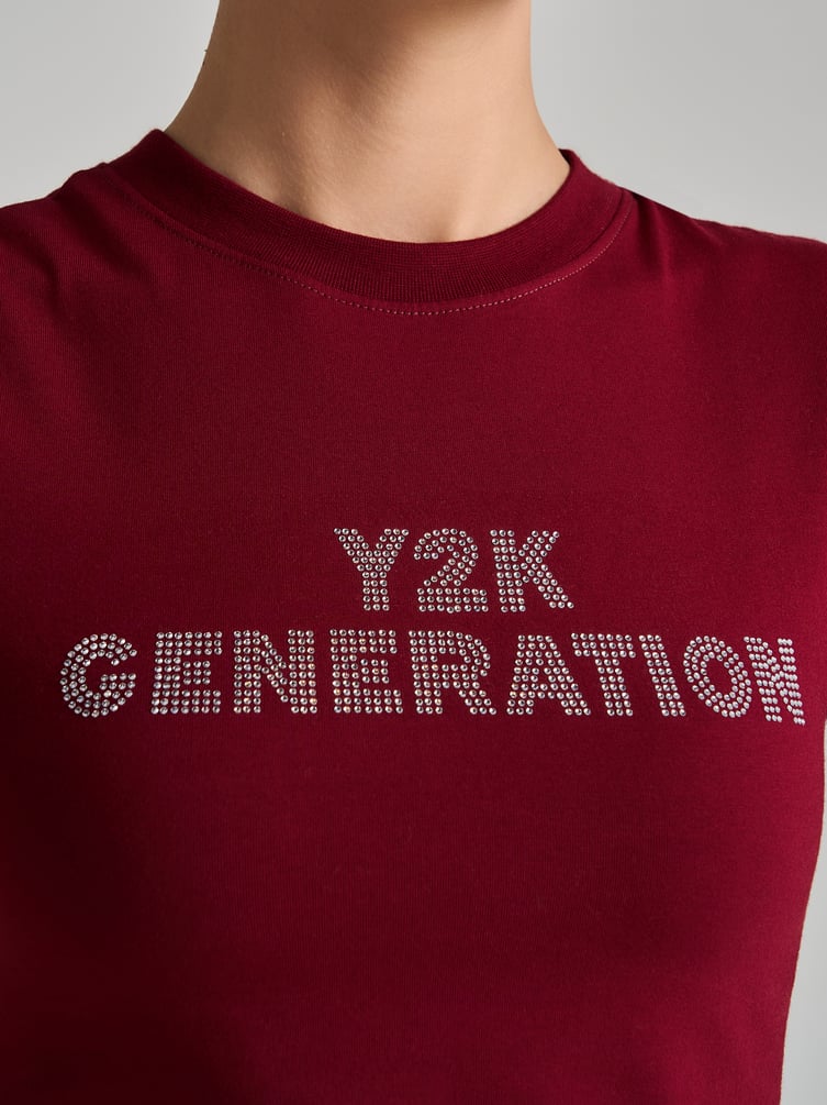 Футболка из хлопка с надписью из страз