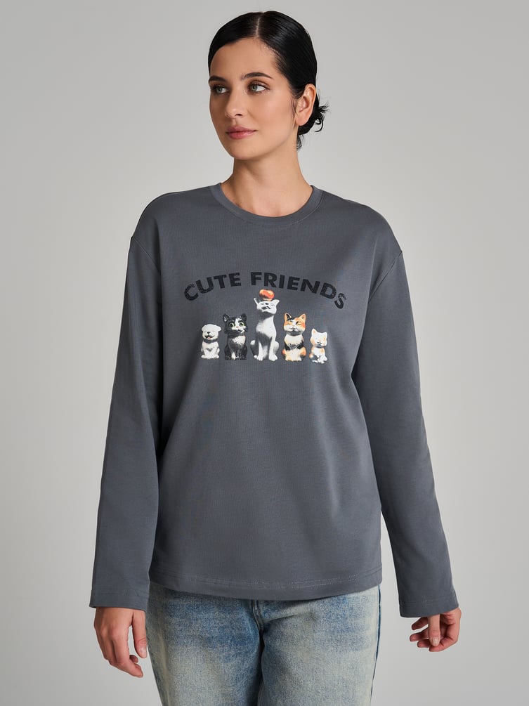 Лонгслив оверсайз с принтом