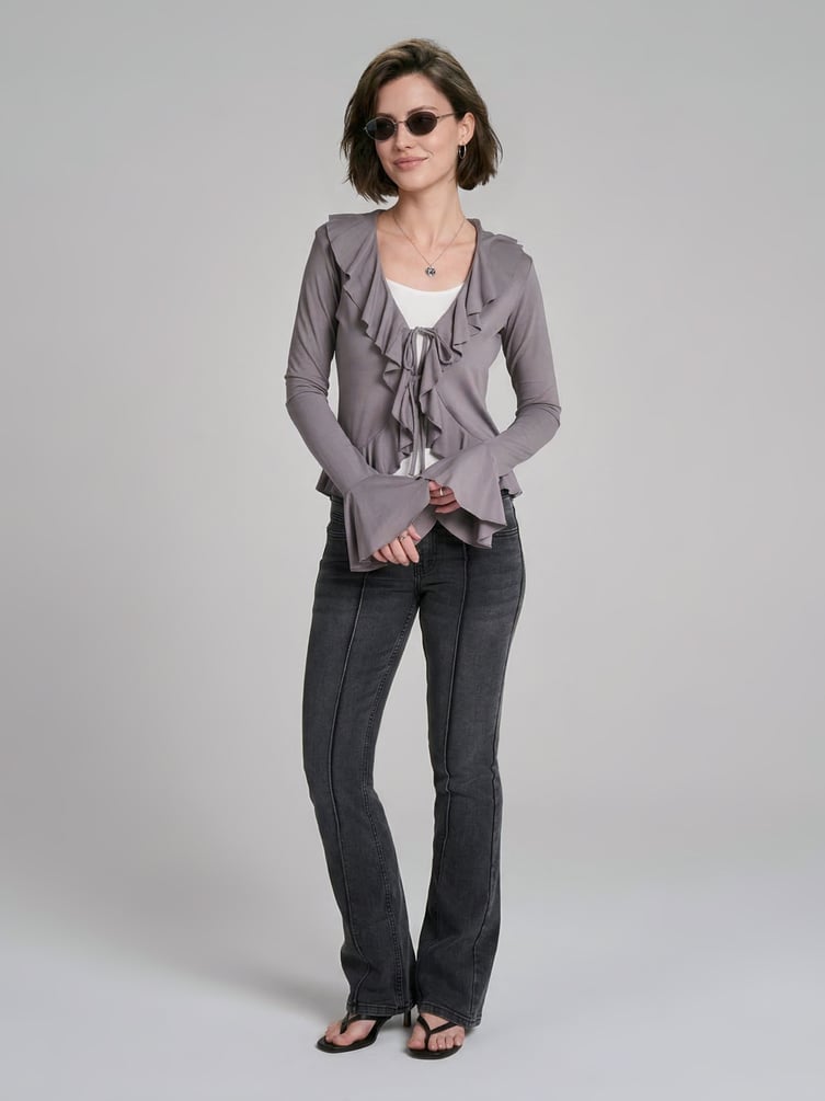 Кардиган на завязках с рюшами