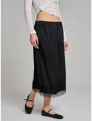 Юбка миди атласная с кружевом в бельевом стиле