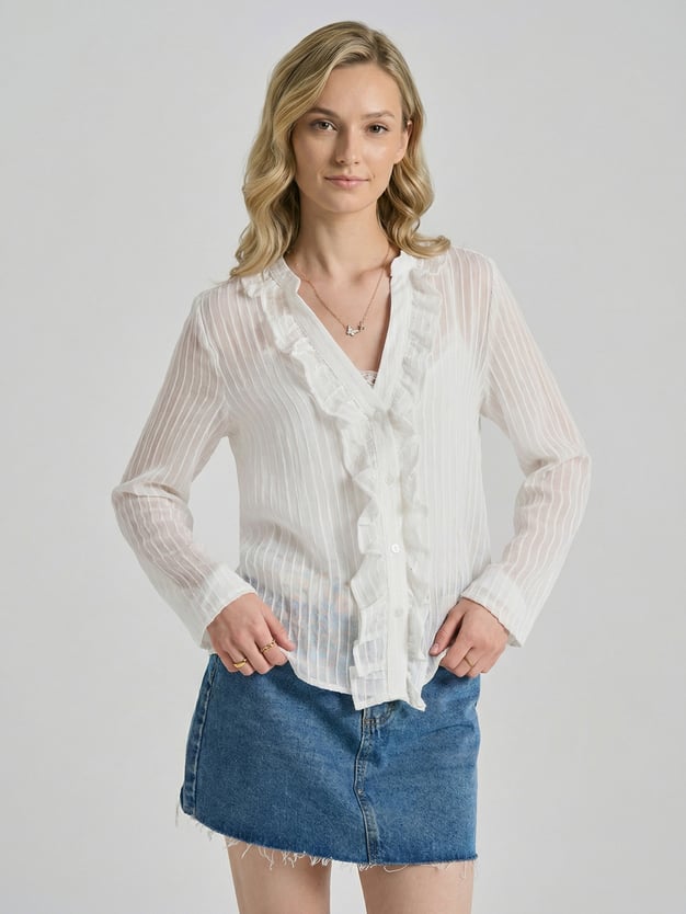 Рубашка шифоновая с воланами