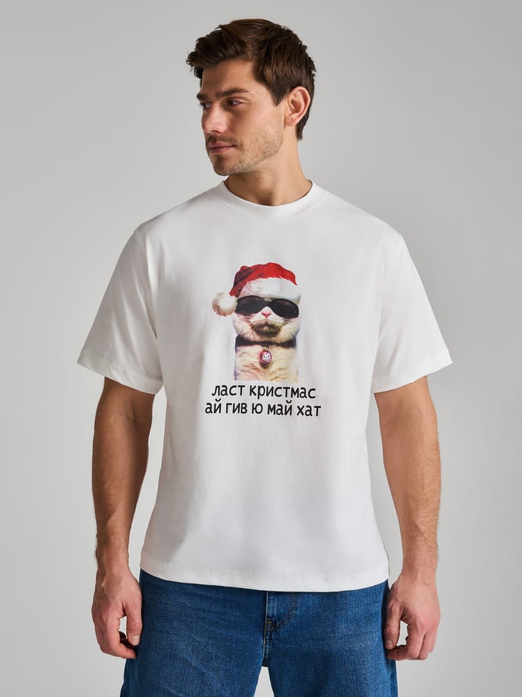 Футболка из хлопка с новогодним принтом