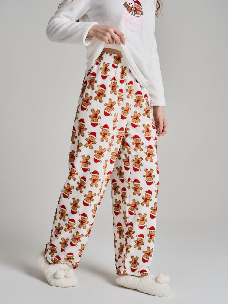 Плюшевая теплая пижама с пряничным человечком