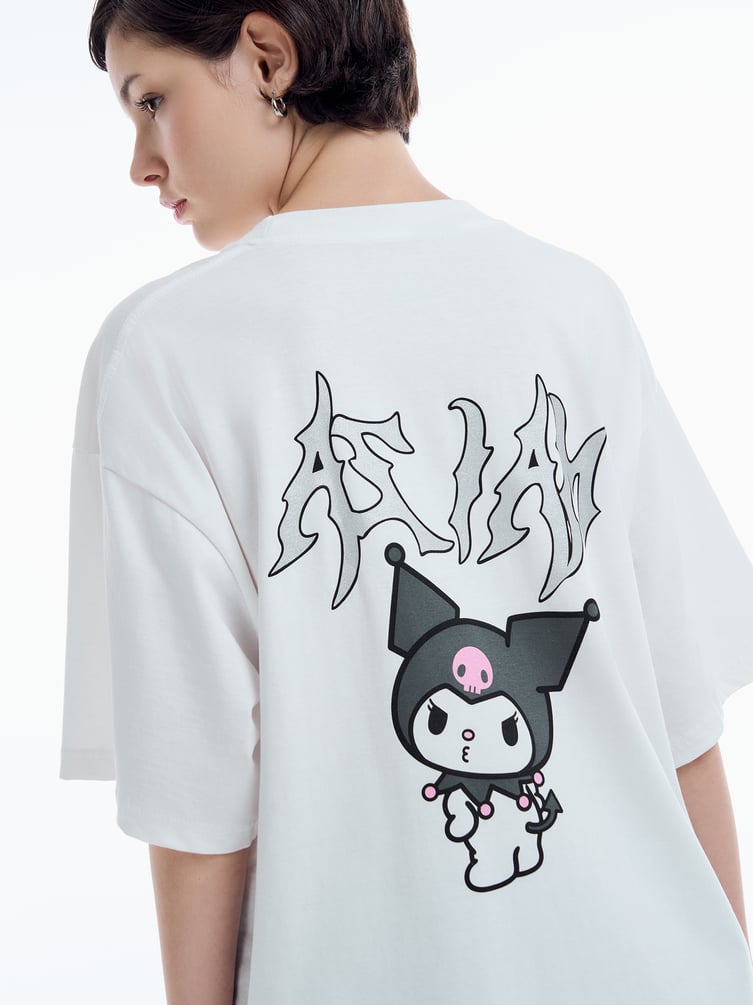 Футболка с принтом Kuromi в стиле дрейн