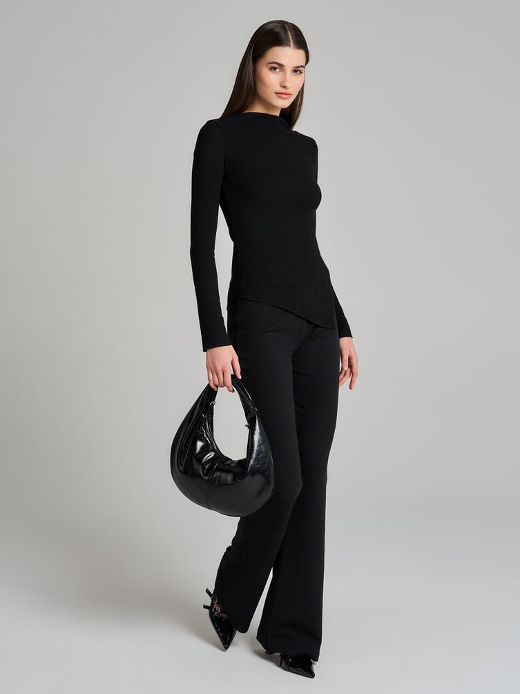 Лонгслив асимметричный в рубчик