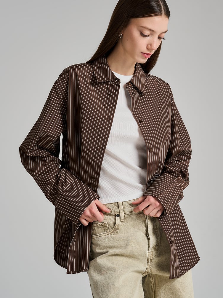 Удлиненная рубашка в полоску