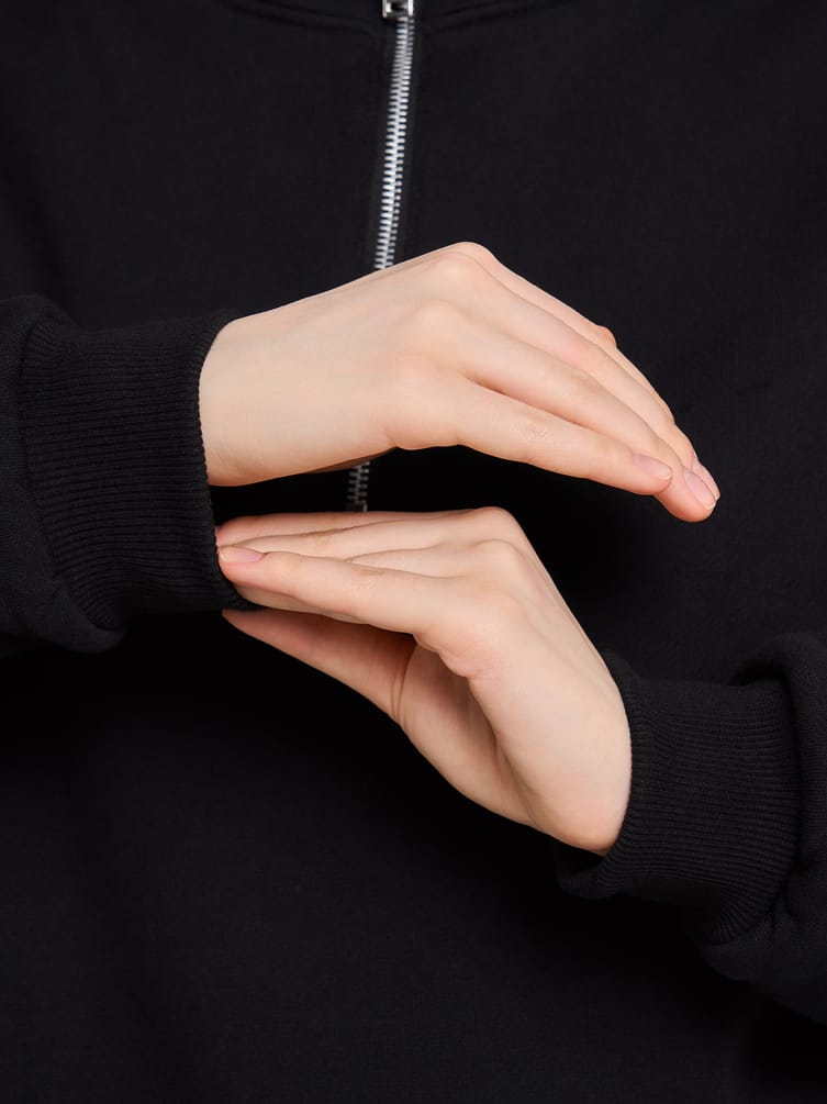 Теплая толстовка оверсайз с полузамком и начесом