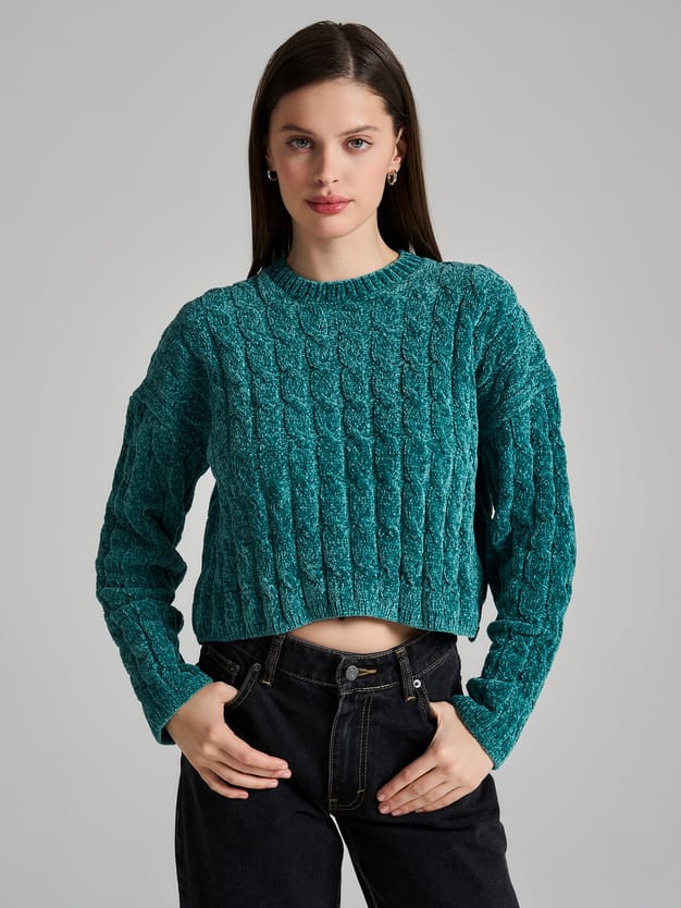 Джемпер трикотажный с косами