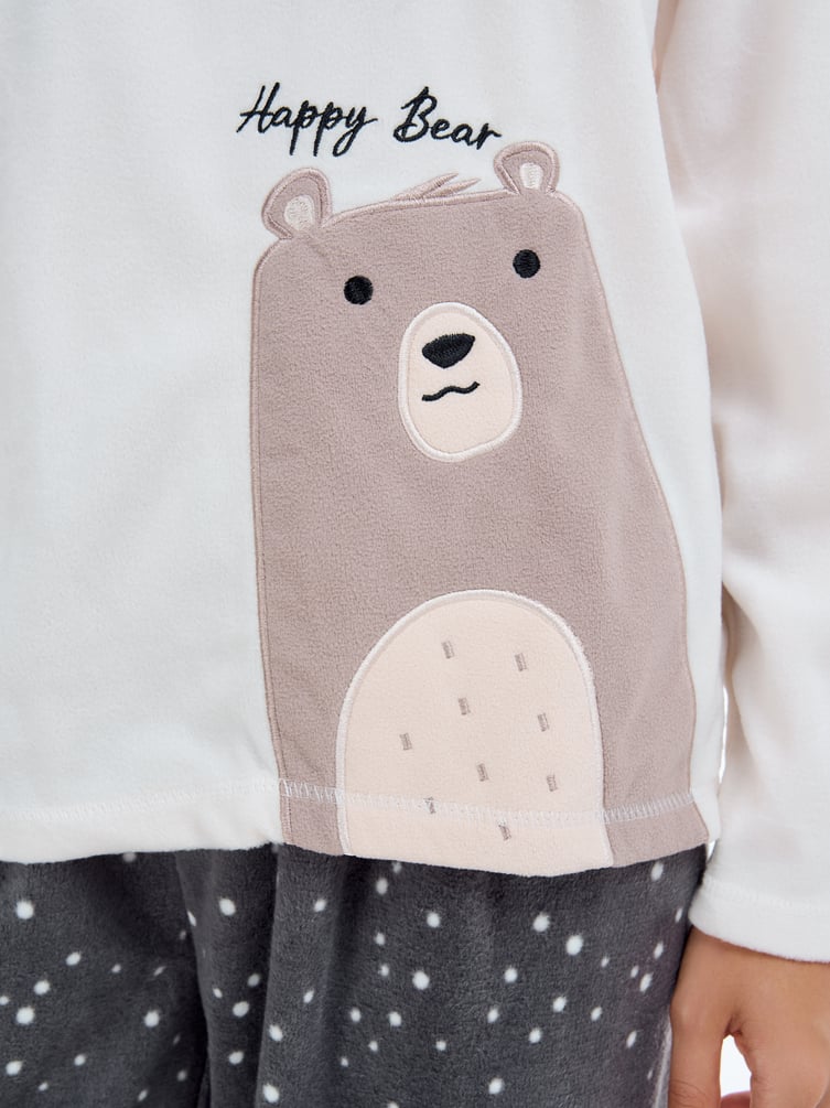 Плюшевая пижама с медведем и брюками